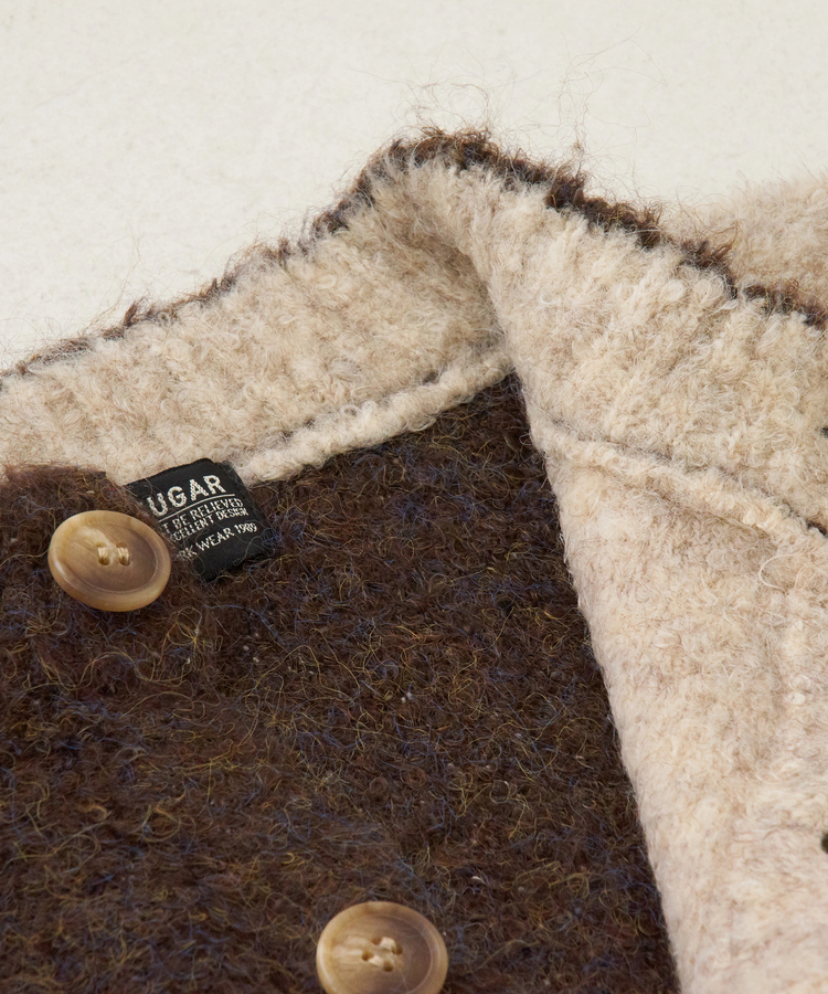 CUBE SUGAR(キューブシュガー) |【秋冬新作】1/4.6ループヤーン ニット クルーネック カーディガン