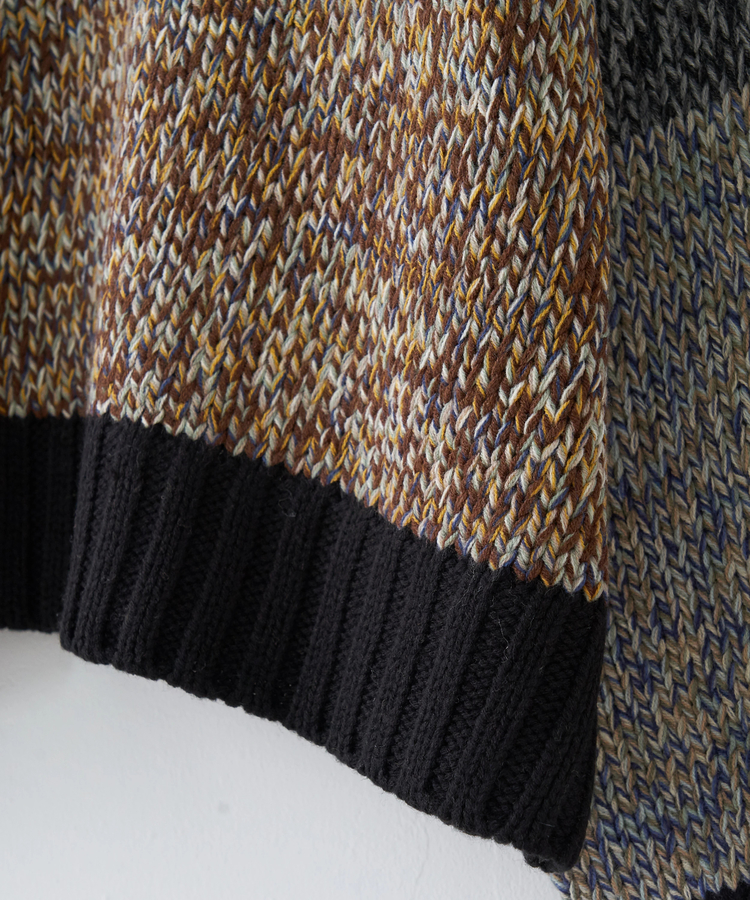 CUBE SUGAR(キューブシュガー) |【秋冬新作】バルキー Ac8本 ミックス ニット 配色 切替 プルオーバー