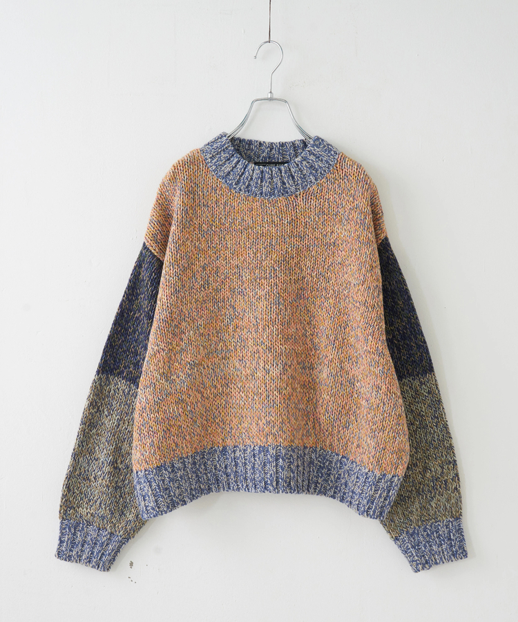 CUBE SUGAR(キューブシュガー) |【秋冬新作】バルキー Ac8本 ミックス ニット 配色 切替 プルオーバー