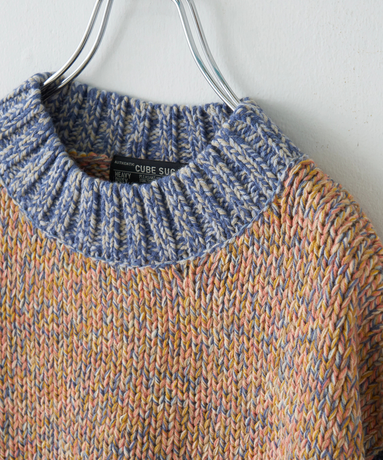 CUBE SUGAR(キューブシュガー) |【秋冬新作】バルキー Ac8本 ミックス ニット 配色 切替 プルオーバー