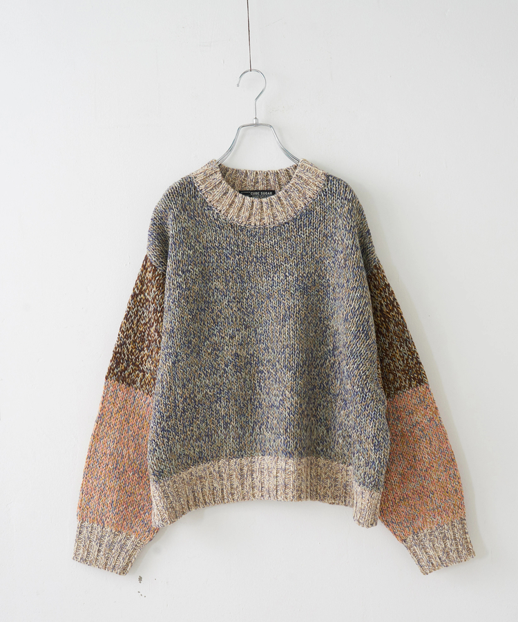 CUBE SUGAR(キューブシュガー) |【秋冬新作】バルキー Ac8本 ミックス ニット 配色 切替 プルオーバー