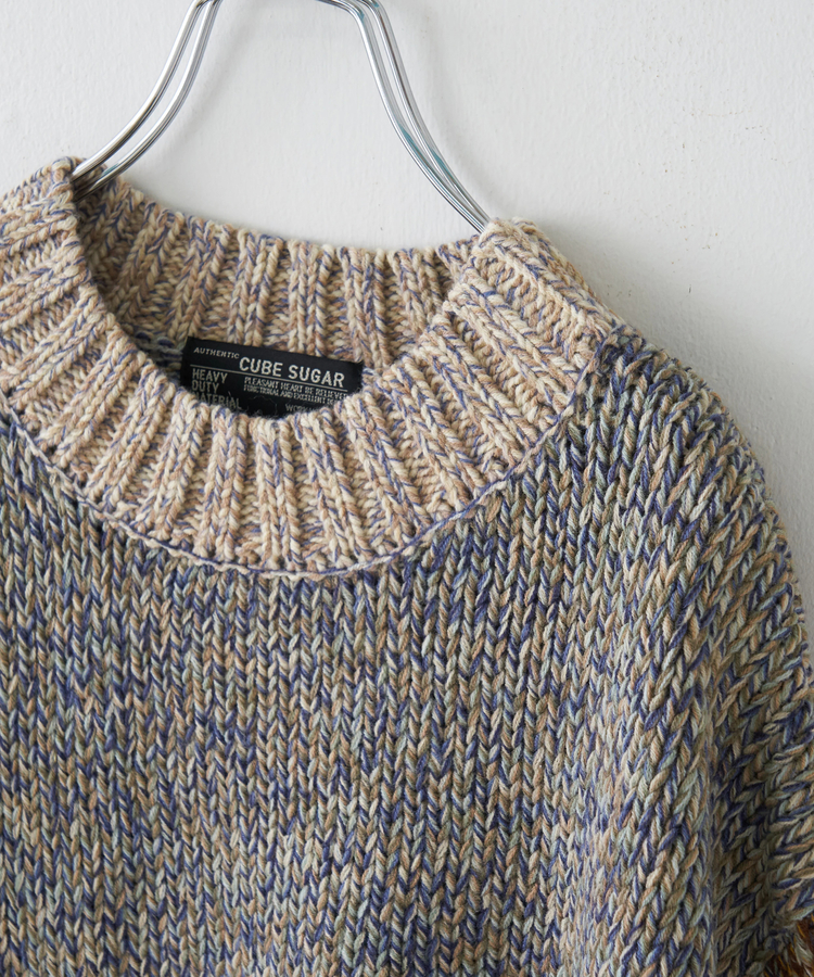 CUBE SUGAR(キューブシュガー) |【秋冬新作】バルキー Ac8本 ミックス ニット 配色 切替 プルオーバー