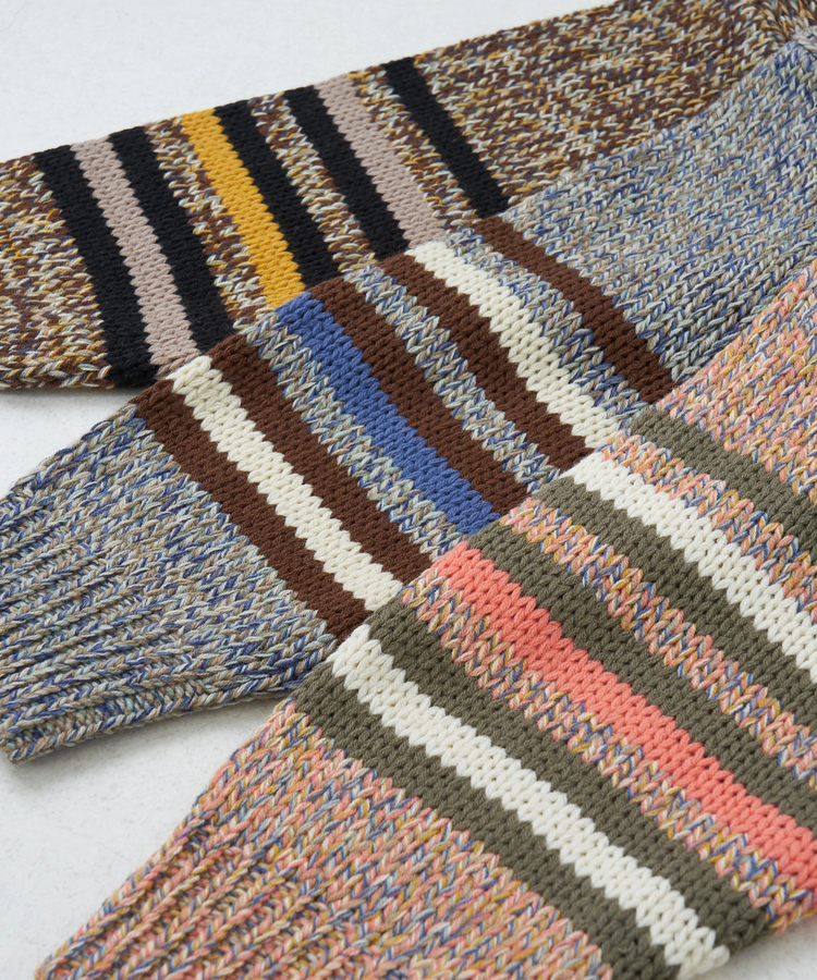 CUBE SUGAR(キューブシュガー) |【秋冬新作】バルキー Ac8本 ミックス ニット ライン入り タートルネック プルオーバー