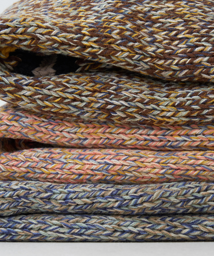 CUBE SUGAR(キューブシュガー) |【秋冬新作】バルキー Ac8本 ミックス ニット ライン入り タートルネック プルオーバー