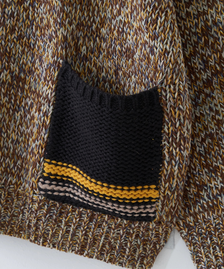 CUBE SUGAR(キューブシュガー) |【秋冬新作】バルキー Ac8本 ミックス ニット ライン入り タートルネック プルオーバー