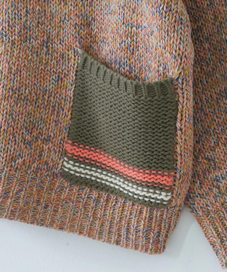 CUBE SUGAR(キューブシュガー) |【秋冬新作】バルキー Ac8本 ミックス ニット ライン入り タートルネック プルオーバー