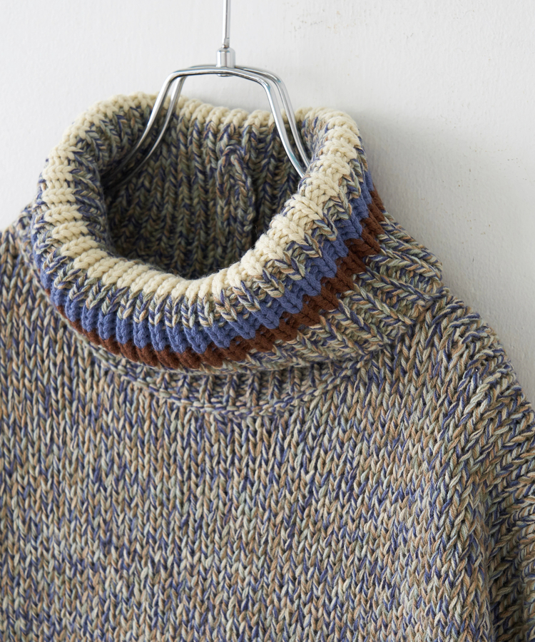 CUBE SUGAR(キューブシュガー) |【秋冬新作】バルキー Ac8本 ミックス ニット ライン入り タートルネック プルオーバー