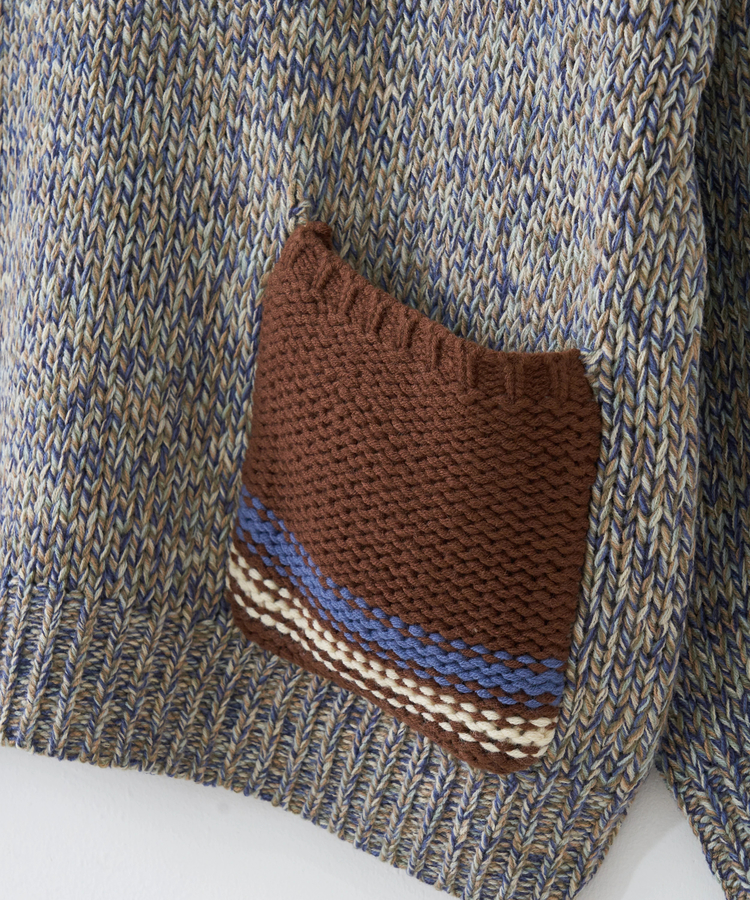 CUBE SUGAR(キューブシュガー) |【秋冬新作】バルキー Ac8本 ミックス ニット ライン入り タートルネック プルオーバー