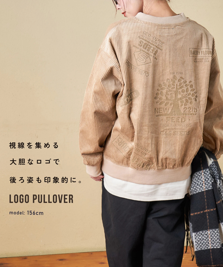 CUBE SUGAR(キューブシュガー) |【秋冬新作】6W コーデュロイ ロゴプリント ハーフジップ プルオーバー