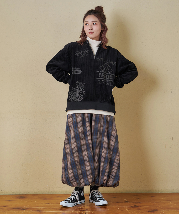 CUBE SUGAR(キューブシュガー) |【秋冬新作】6W コーデュロイ ロゴプリント ハーフジップ プルオーバー