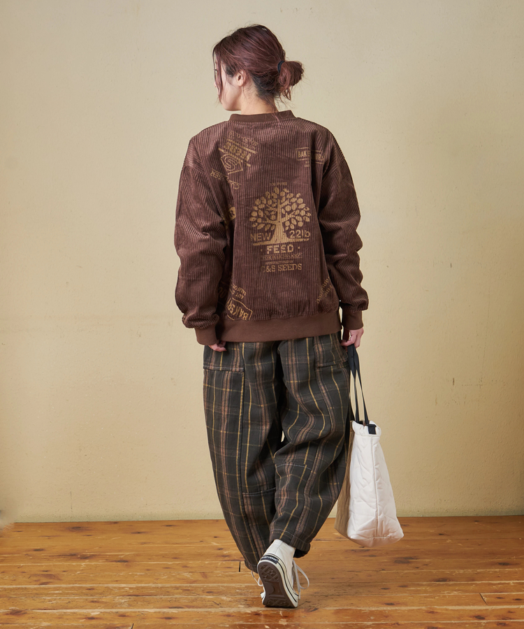 CUBE SUGAR(キューブシュガー) |【秋冬新作】6W コーデュロイ ロゴプリント ハーフジップ プルオーバー