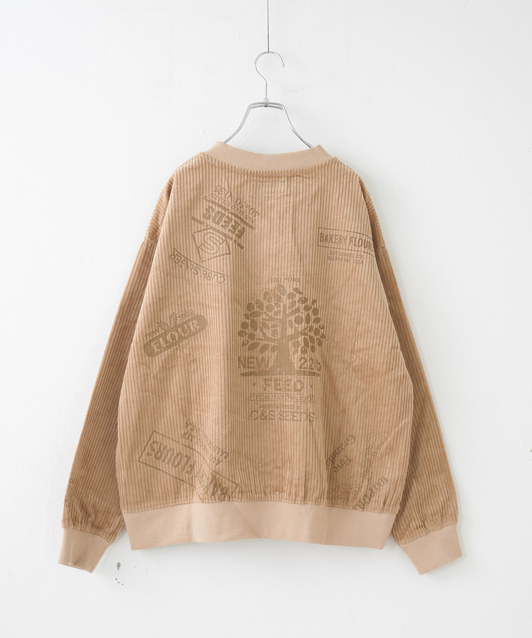CUBE SUGAR(キューブシュガー) |【秋冬新作】6W コーデュロイ ロゴプリント ハーフジップ プルオーバー