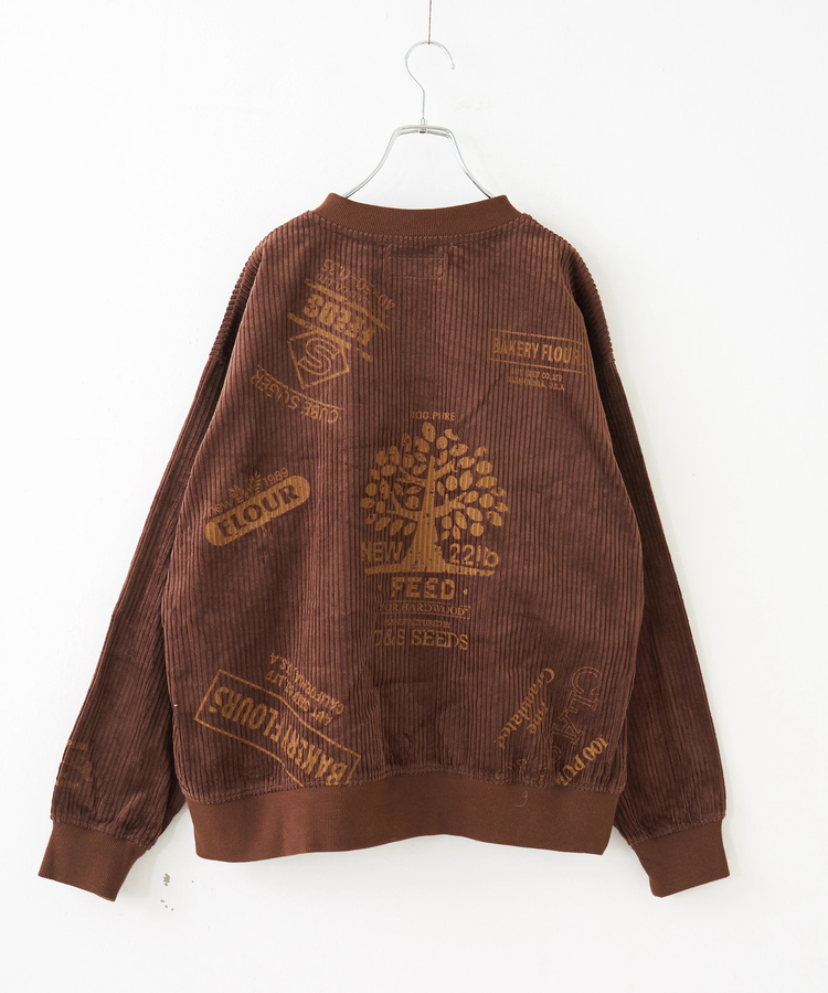 CUBE SUGAR(キューブシュガー) |【秋冬新作】6W コーデュロイ ロゴプリント ハーフジップ プルオーバー