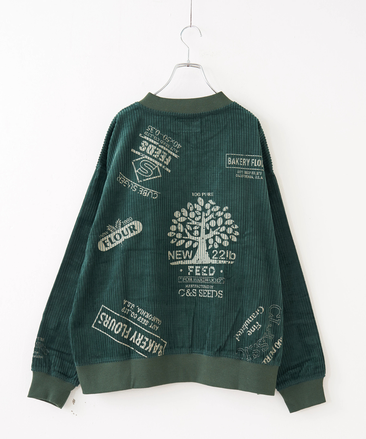 CUBE SUGAR(キューブシュガー) |【秋冬新作】6W コーデュロイ ロゴプリント ハーフジップ プルオーバー