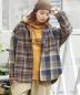【秋冬新作】ネル チェック 切替 ビッグシャツ