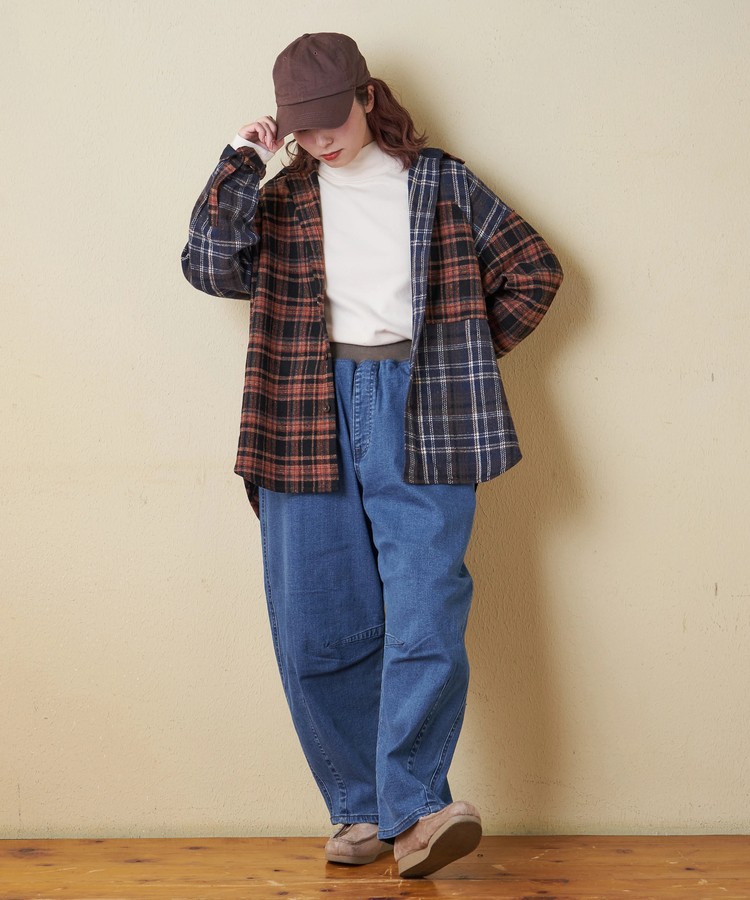 CUBE SUGAR(キューブシュガー) |【秋冬新作】ネル チェック 切替 ビッグシャツ