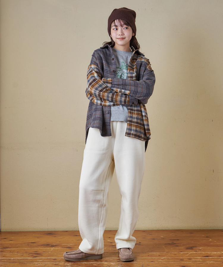 CUBE SUGAR(キューブシュガー) |【秋冬新作】ネル チェック 切替 ビッグシャツ