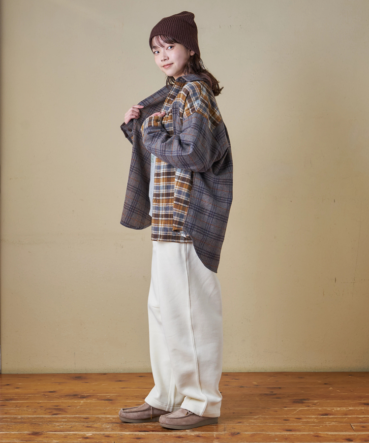 CUBE SUGAR(キューブシュガー) |【秋冬新作】ネル チェック 切替 ビッグシャツ