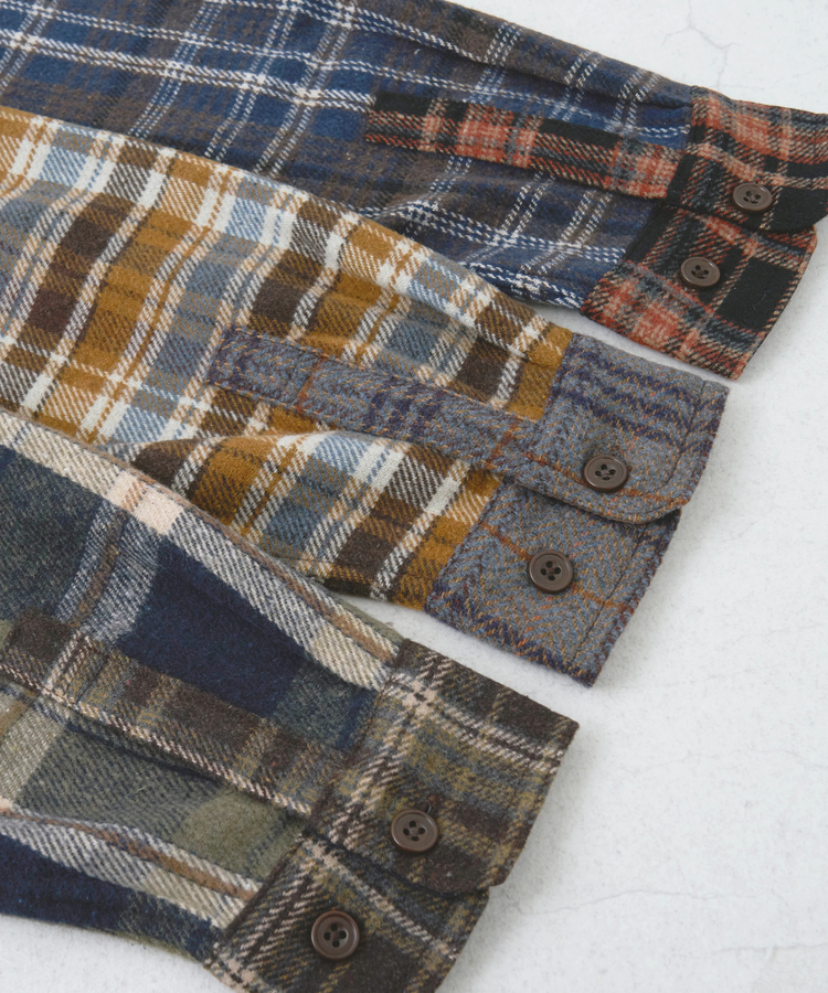 CUBE SUGAR(キューブシュガー) |【秋冬新作】ネル チェック 切替 ビッグシャツ