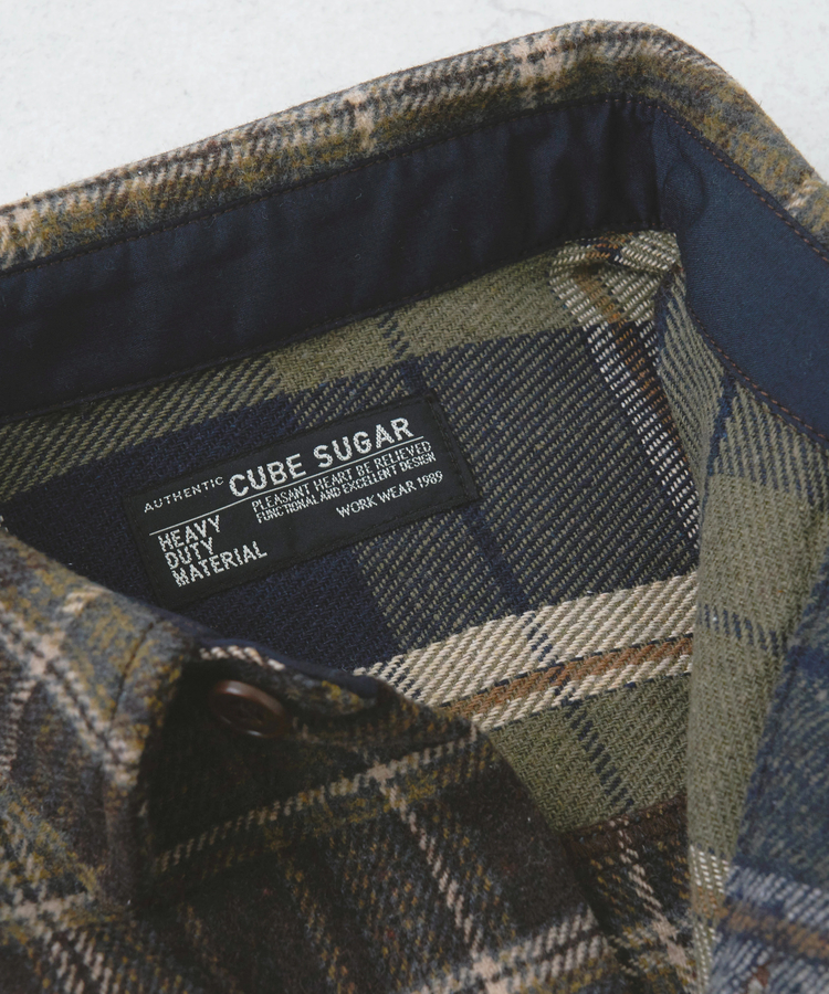CUBE SUGAR(キューブシュガー) |【秋冬新作】ネル チェック 切替 ビッグシャツ
