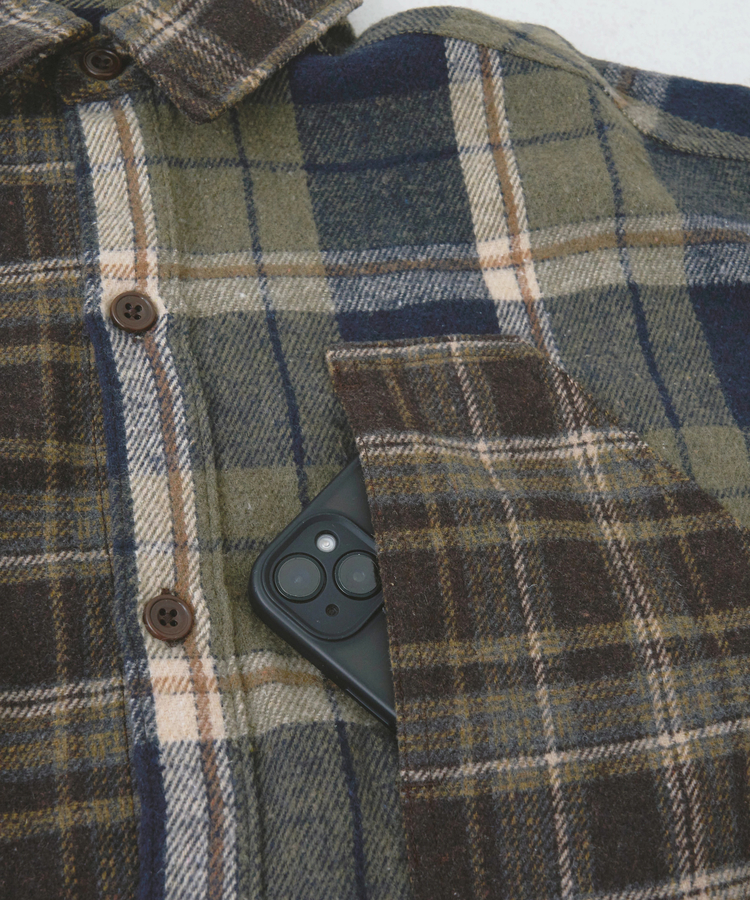 CUBE SUGAR(キューブシュガー) |【秋冬新作】ネル チェック 切替 ビッグシャツ