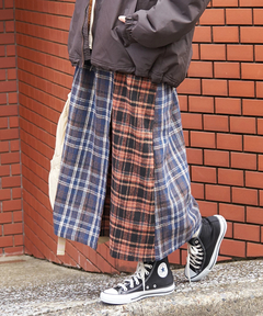 【秋冬新作】ネルチェック ラップ風 スカート