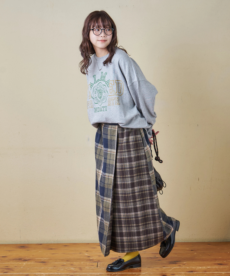 CUBE SUGAR(キューブシュガー) |【秋冬新作】ネルチェック ラップ風 スカート