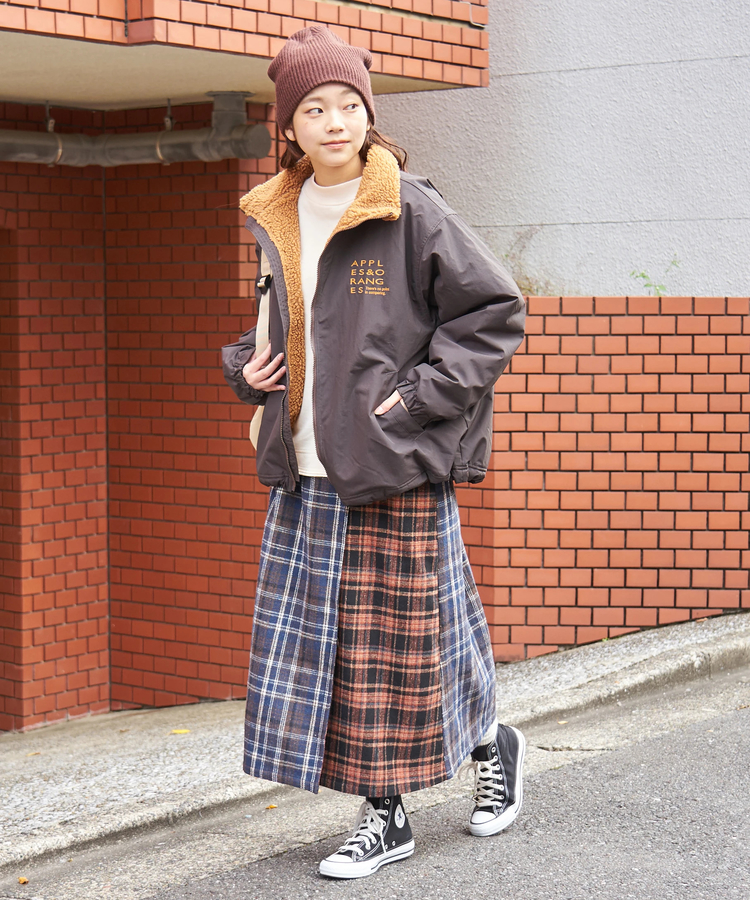 CUBE SUGAR(キューブシュガー) |【秋冬新作】ネルチェック ラップ風 スカート