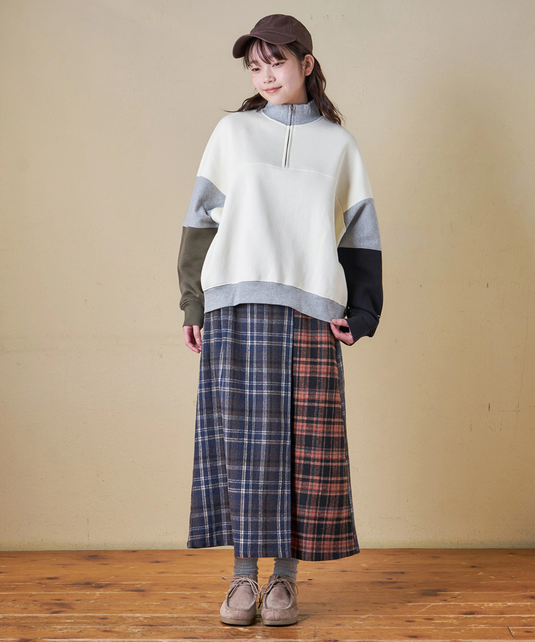 CUBE SUGAR(キューブシュガー) |【秋冬新作】ネルチェック ラップ風 スカート