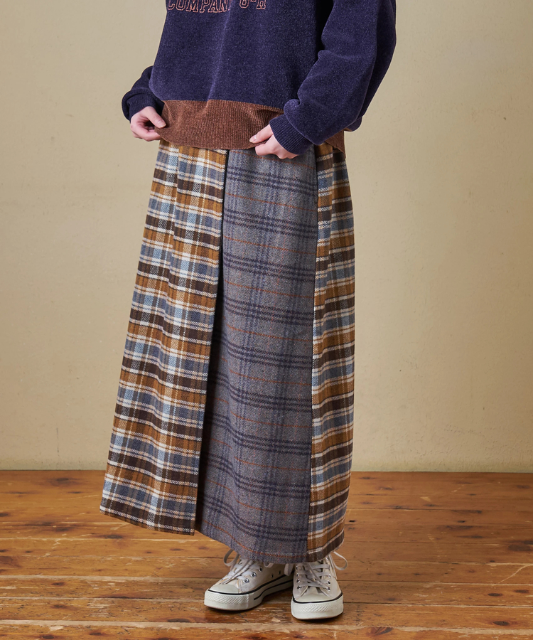 CUBE SUGAR(キューブシュガー) |【秋冬新作】ネルチェック ラップ風 スカート