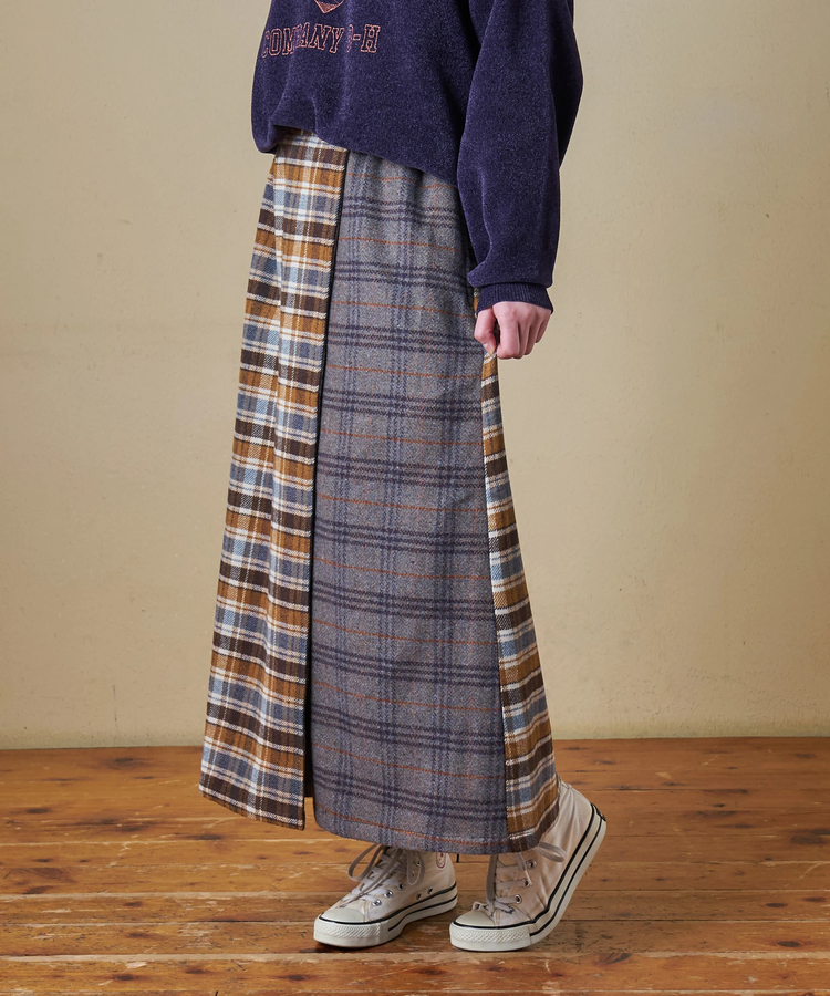 CUBE SUGAR(キューブシュガー) |【秋冬新作】ネルチェック ラップ風 スカート