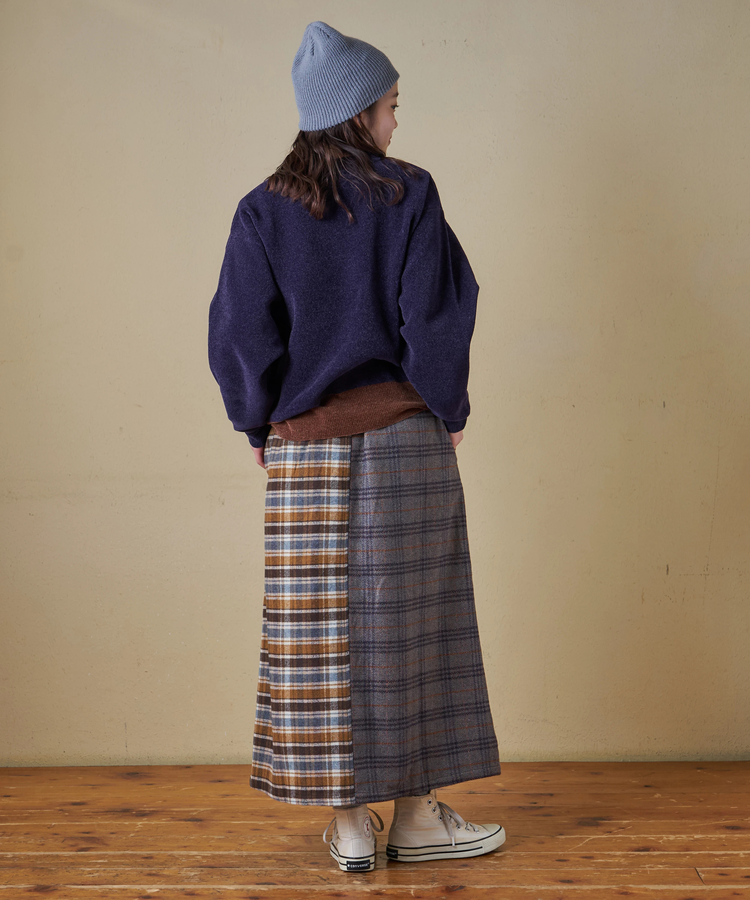 CUBE SUGAR(キューブシュガー) |【秋冬新作】ネルチェック ラップ風 スカート