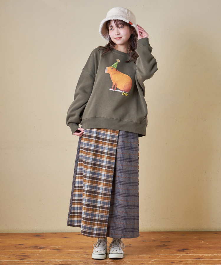 CUBE SUGAR(キューブシュガー) |【秋冬新作】ネルチェック ラップ風 スカート