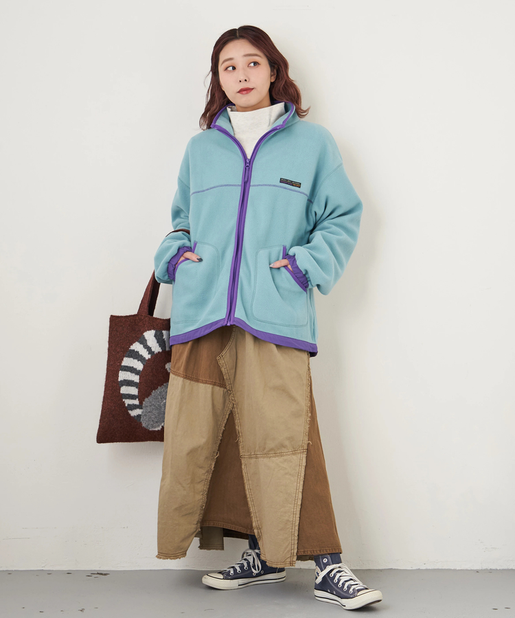 CUBE SUGAR(キューブシュガー) |【秋冬新作】ツイル × ミニヘリンボン 硫化染 リメイク風 ギャザー スカート