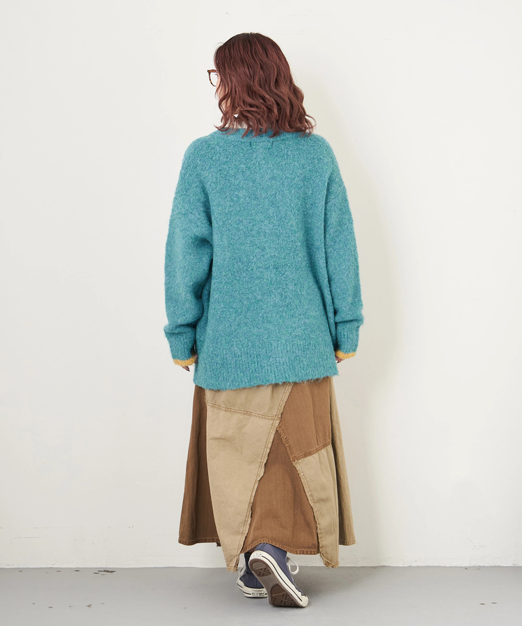 CUBE SUGAR(キューブシュガー) |【秋冬新作】ツイル × ミニヘリンボン 硫化染 リメイク風 ギャザー スカート