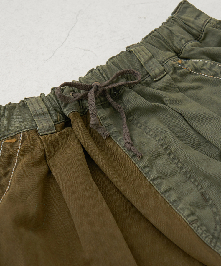 CUBE SUGAR(キューブシュガー) |【秋冬新作】ツイル × ミニヘリンボン 硫化染 リメイク風 ギャザー スカート