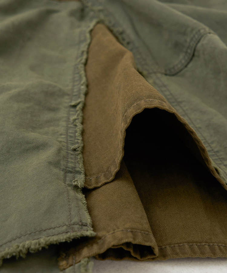 CUBE SUGAR(キューブシュガー) |【秋冬新作】ツイル × ミニヘリンボン 硫化染 リメイク風 ギャザー スカート