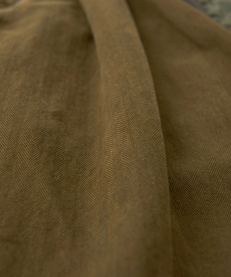 CUBE SUGAR(キューブシュガー) |【秋冬新作】ツイル × ミニヘリンボン 硫化染 リメイク風 ギャザー スカート