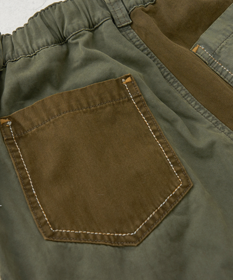 CUBE SUGAR(キューブシュガー) |【秋冬新作】ツイル × ミニヘリンボン 硫化染 リメイク風 ギャザー スカート