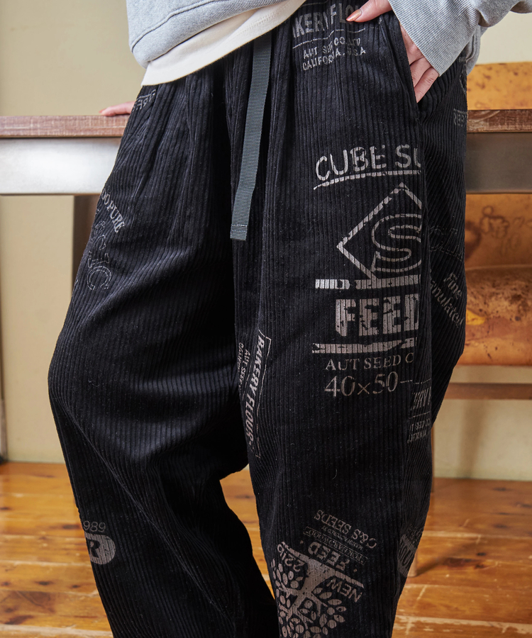 CUBE SUGAR(キューブシュガー) |【秋冬新作】6W コーデュロイ ロゴプリント イージーパンツ