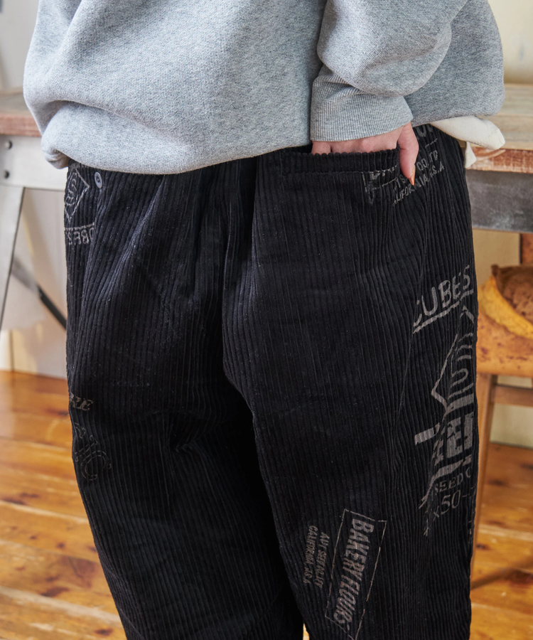 CUBE SUGAR(キューブシュガー) |【秋冬新作】6W コーデュロイ ロゴプリント イージーパンツ