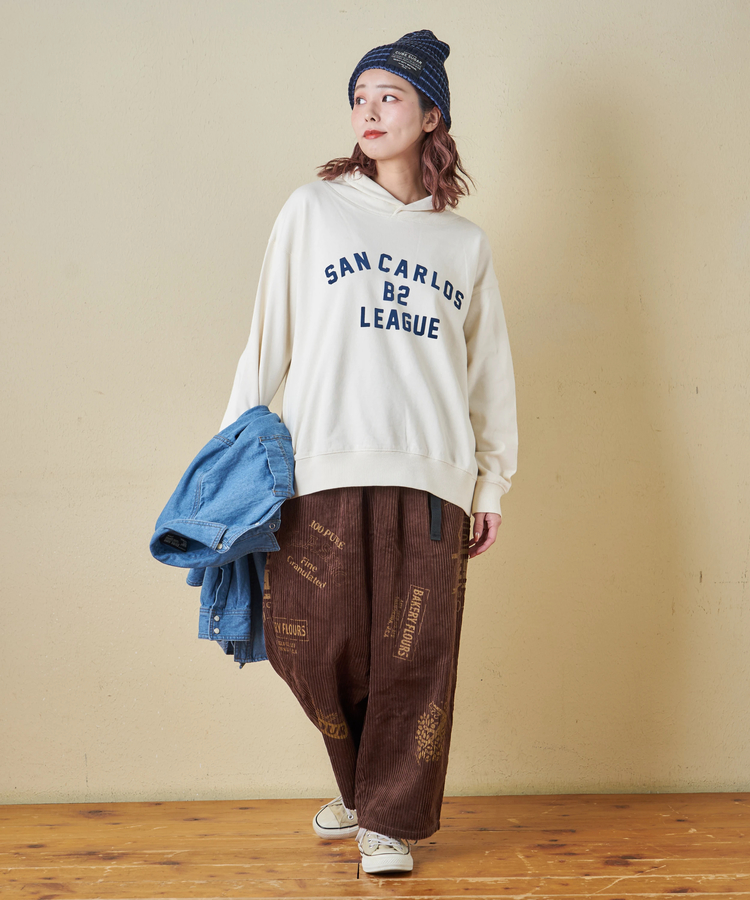 CUBE SUGAR(キューブシュガー) |【秋冬新作】6W コーデュロイ ロゴプリント イージーパンツ