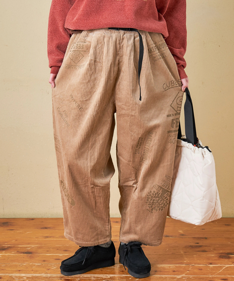 CUBE SUGAR(キューブシュガー) |【秋冬新作】6W コーデュロイ ロゴプリント イージーパンツ