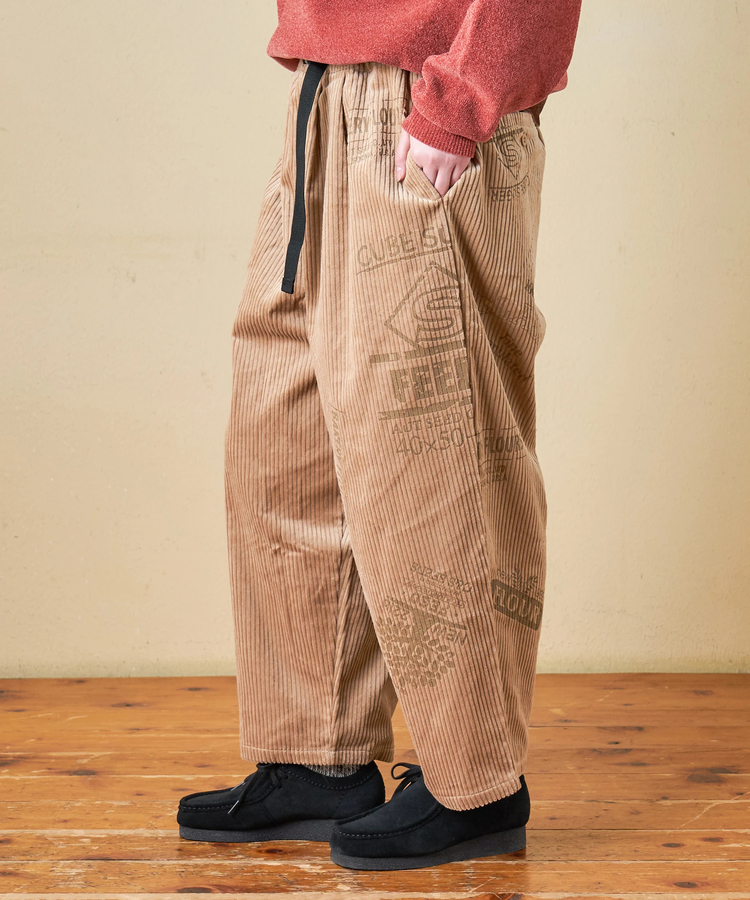 CUBE SUGAR(キューブシュガー) |【秋冬新作】6W コーデュロイ ロゴプリント イージーパンツ