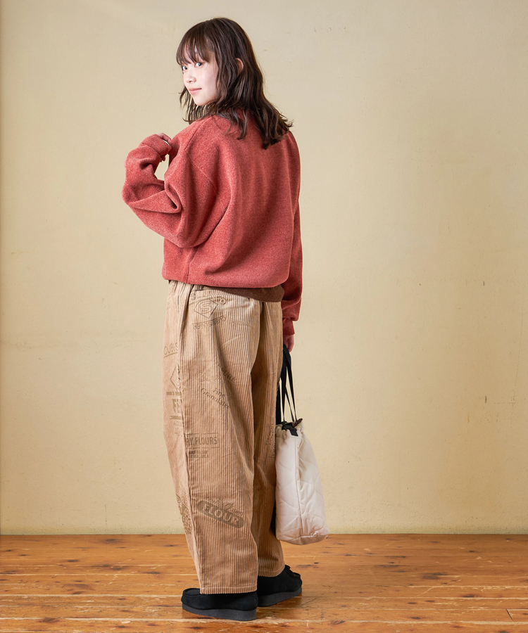 CUBE SUGAR(キューブシュガー) |【秋冬新作】6W コーデュロイ ロゴプリント イージーパンツ