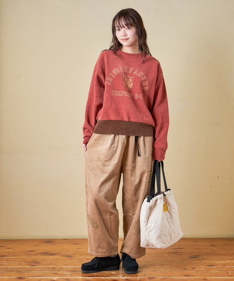 CUBE SUGAR(キューブシュガー) |【秋冬新作】6W コーデュロイ ロゴプリント イージーパンツ