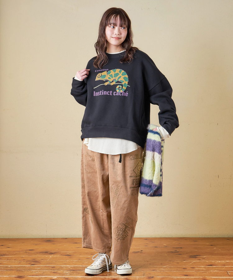 CUBE SUGAR(キューブシュガー) |【秋冬新作】6W コーデュロイ ロゴプリント イージーパンツ