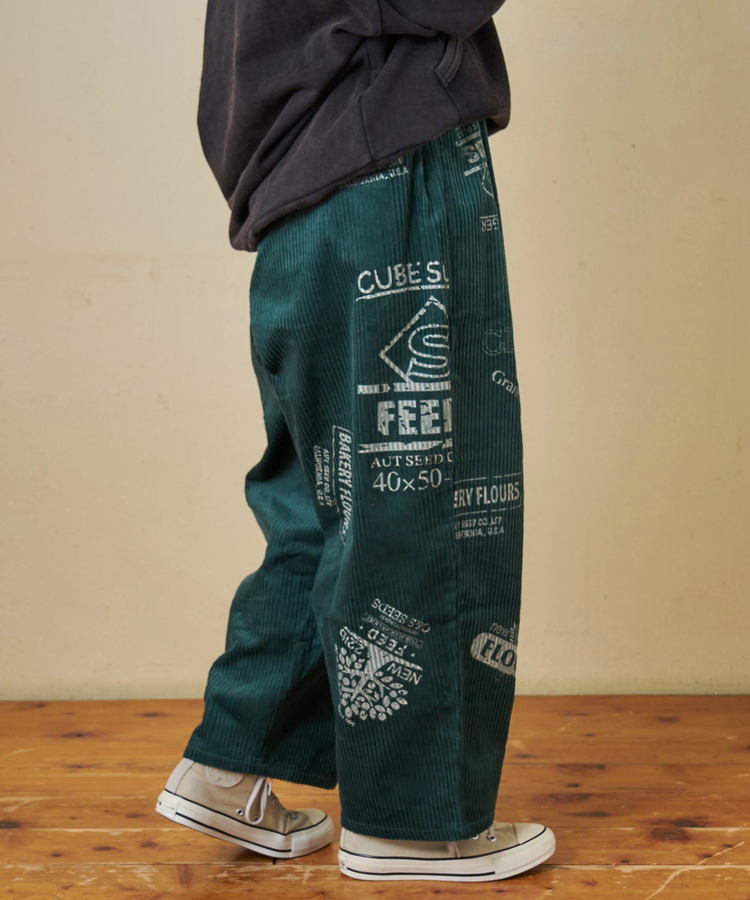 CUBE SUGAR(キューブシュガー) |【秋冬新作】6W コーデュロイ ロゴプリント イージーパンツ