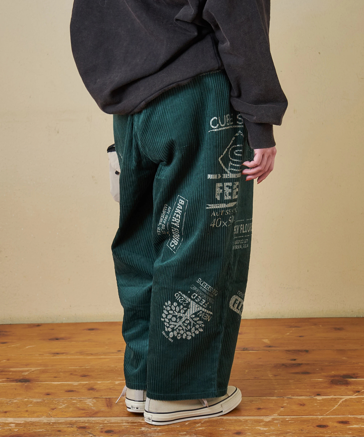 CUBE SUGAR(キューブシュガー) |【秋冬新作】6W コーデュロイ ロゴプリント イージーパンツ