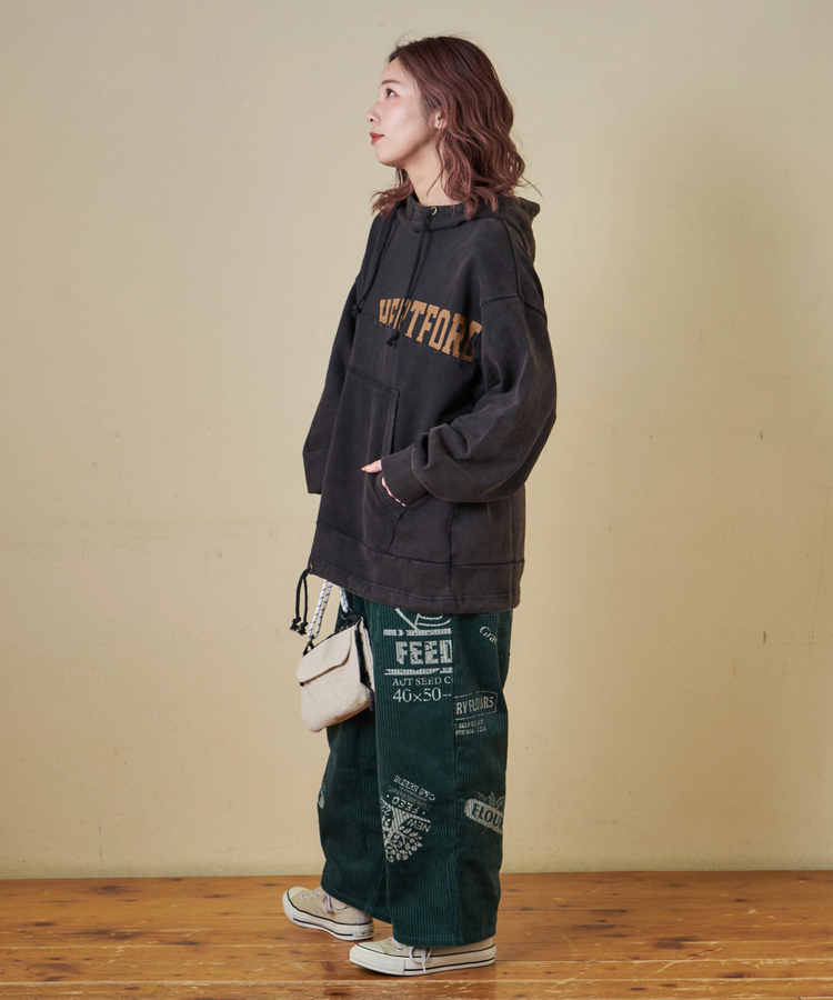 CUBE SUGAR(キューブシュガー) |【秋冬新作】6W コーデュロイ ロゴプリント イージーパンツ